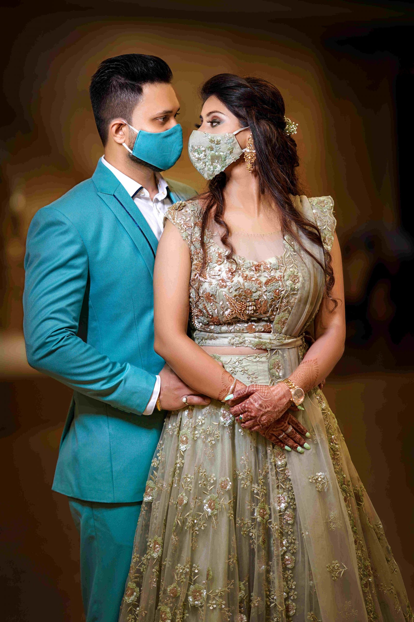 light blue face mask for wedding