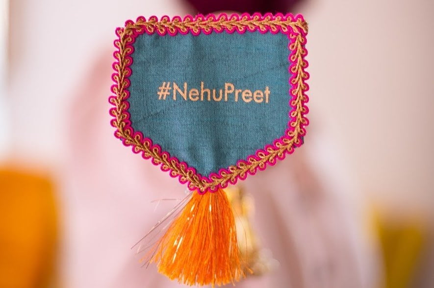 hashtag nehupreet cloth embroidered tassel brooch for neha kakkar mehendi 