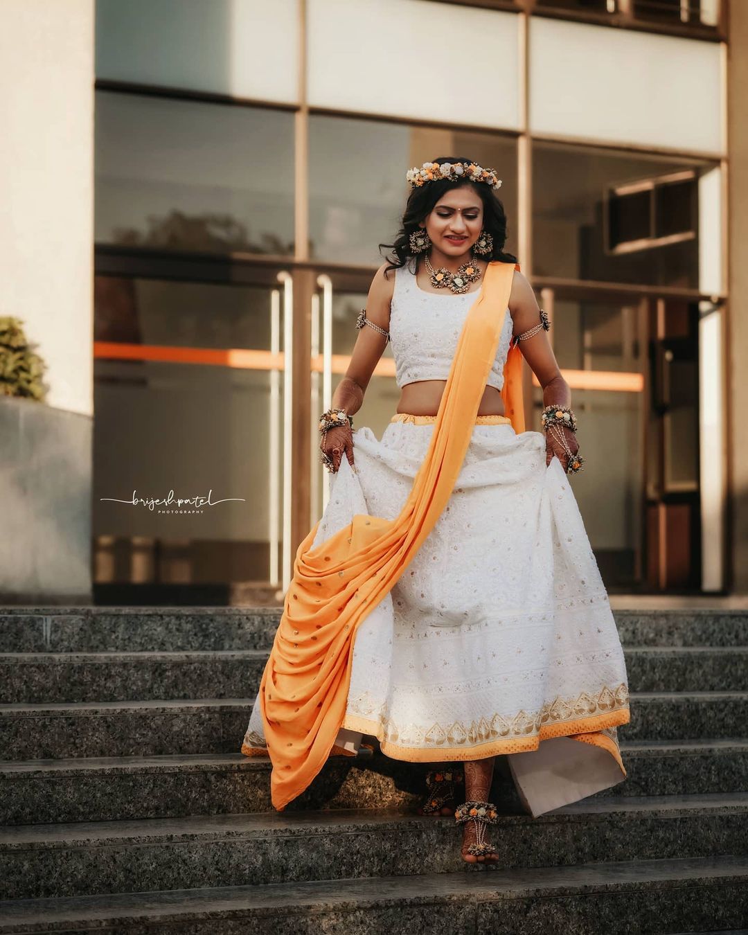 white lehenga for haldi