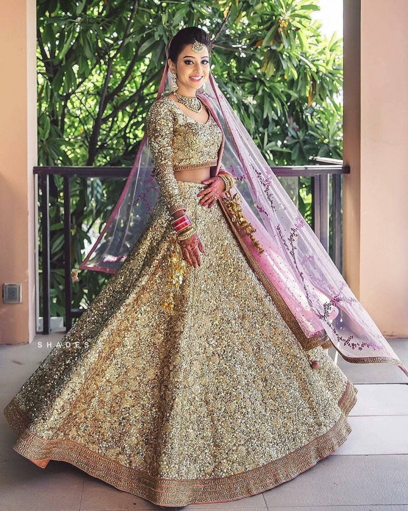 30+ Lehenga Colour Combinations for Brides that are Going to Rule The  Wedding Season | Lehenga color combinations, Golden lehenga, Indian bridal  outfits