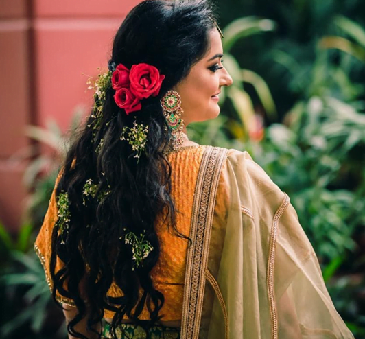 Wedding Saree  Saree hairstyles Hair style on saree Indian hairstyles