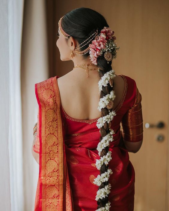 SouthIndian Bridal Hairstyles with flowers