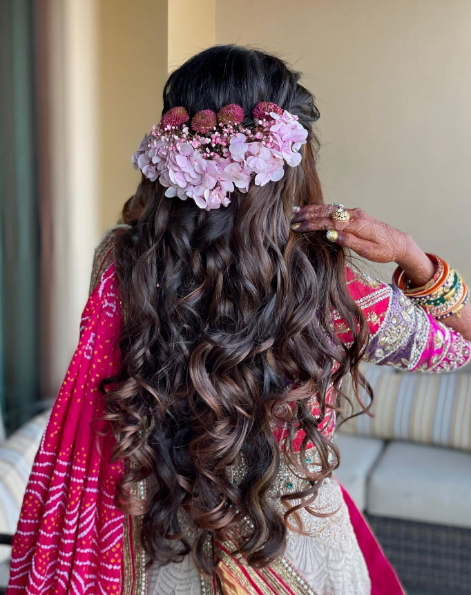 Beautiful hair style with real flowers/flower bun hairstyle/latest side  flower bun style for wedding - YouTube