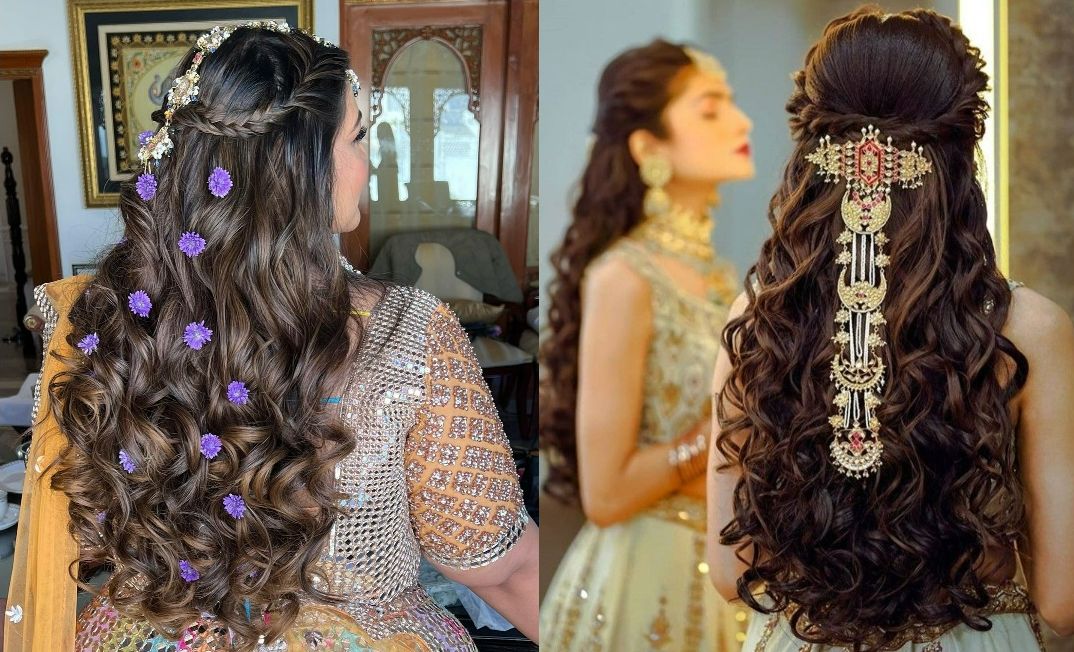 20 Modern Hairstyles for Lehenga Choli | Hairstyles for gowns, Lehenga  hairstyles, Hairstyles for long dresses