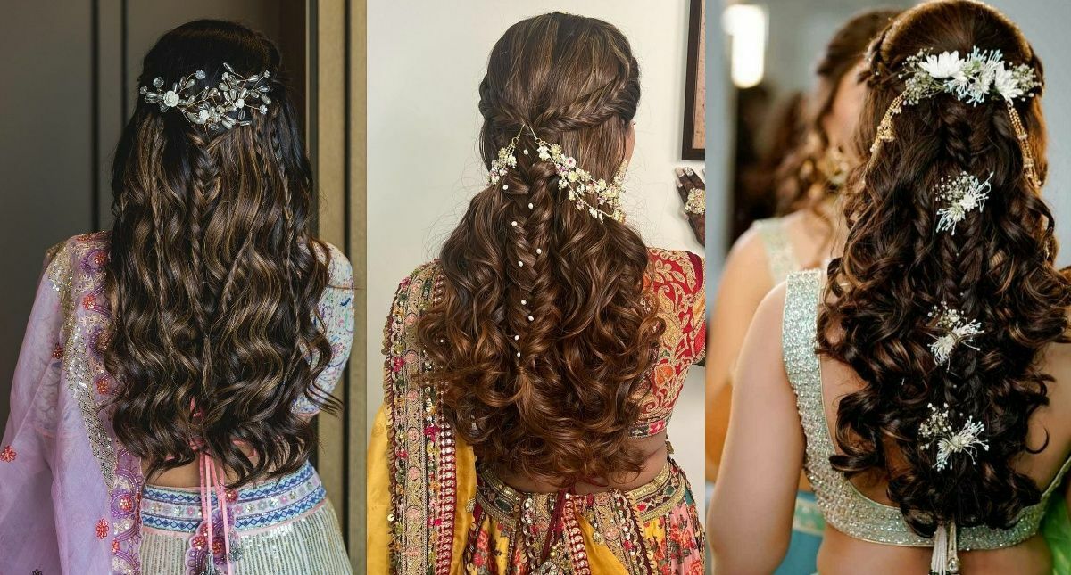 best and latest crown braid and curls hairstyle for engagement