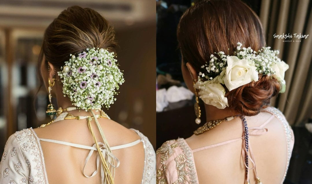 best and latest flower bun indian reception bridal hairstyle 1