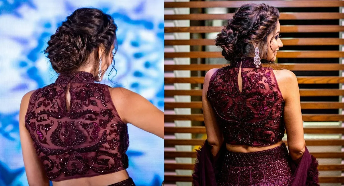 best and latest messy bun hairstyle for engagement in lehenga 1