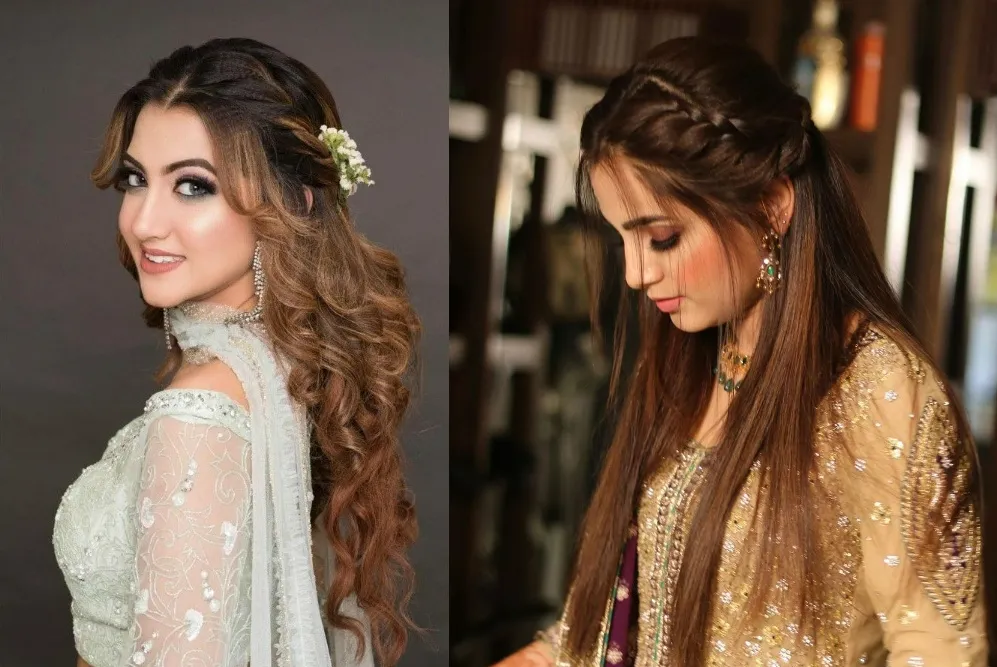 best and simple open braided hairstyle for engagement
