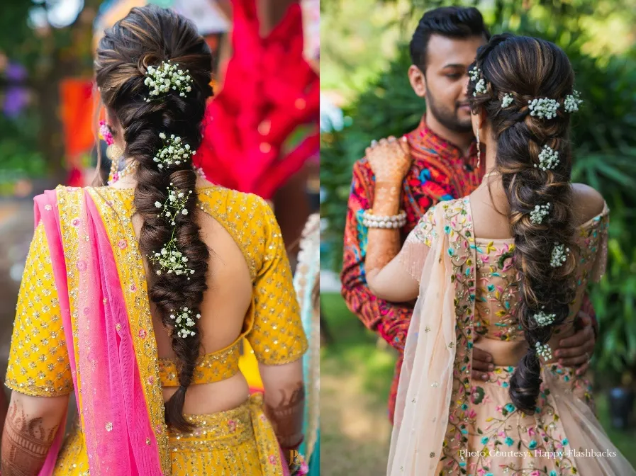 floral hairstyles for loose braids - ShaadiWish