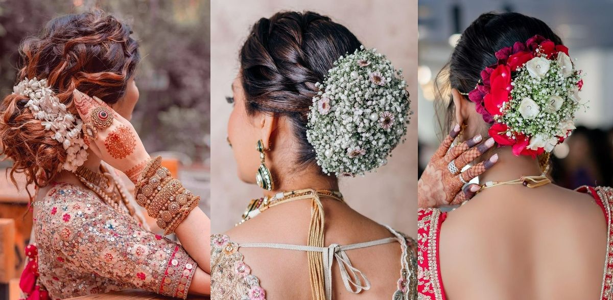Indian Hairstyles for Wedding Saree/Lehenga in Red