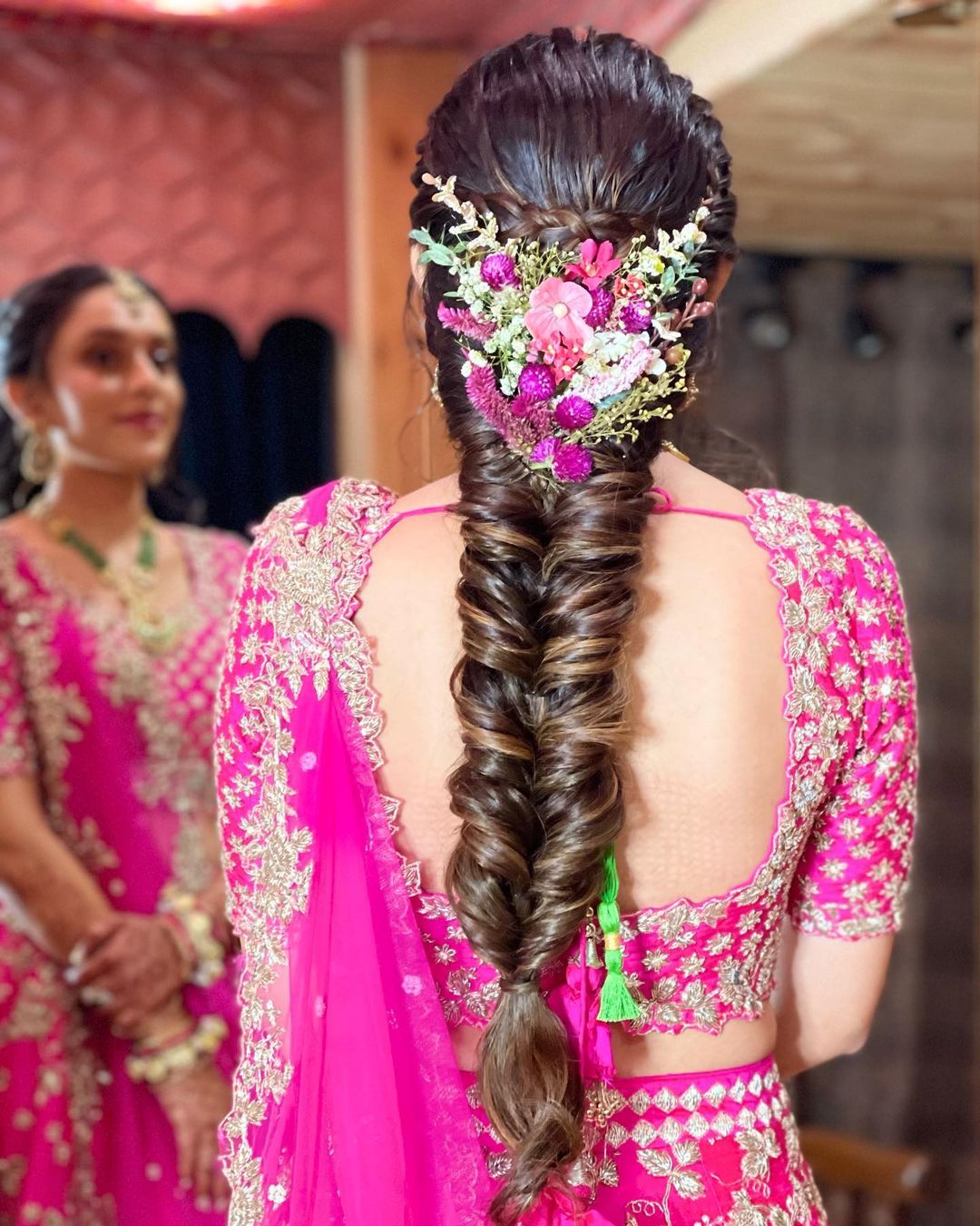messy-fishtail-braid-south-indian-bridal-hairstyle | WedAbout