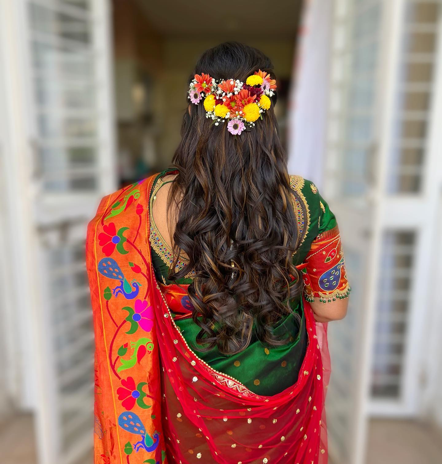 Wedding Saree | Hair style on saree, Traditional hairstyle, Saree hairstyles