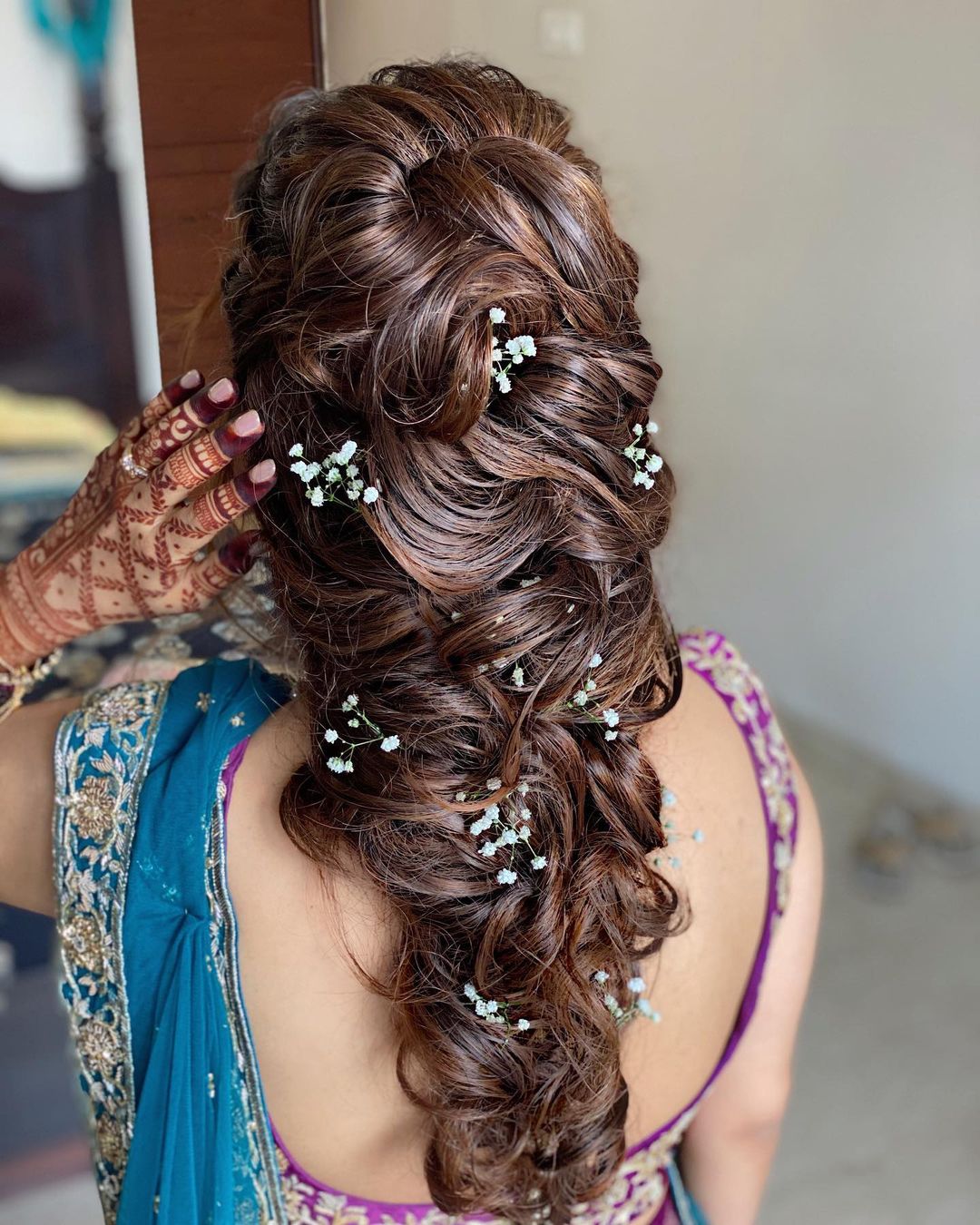 quirky braided hairstyle for engagement in lehenga 2