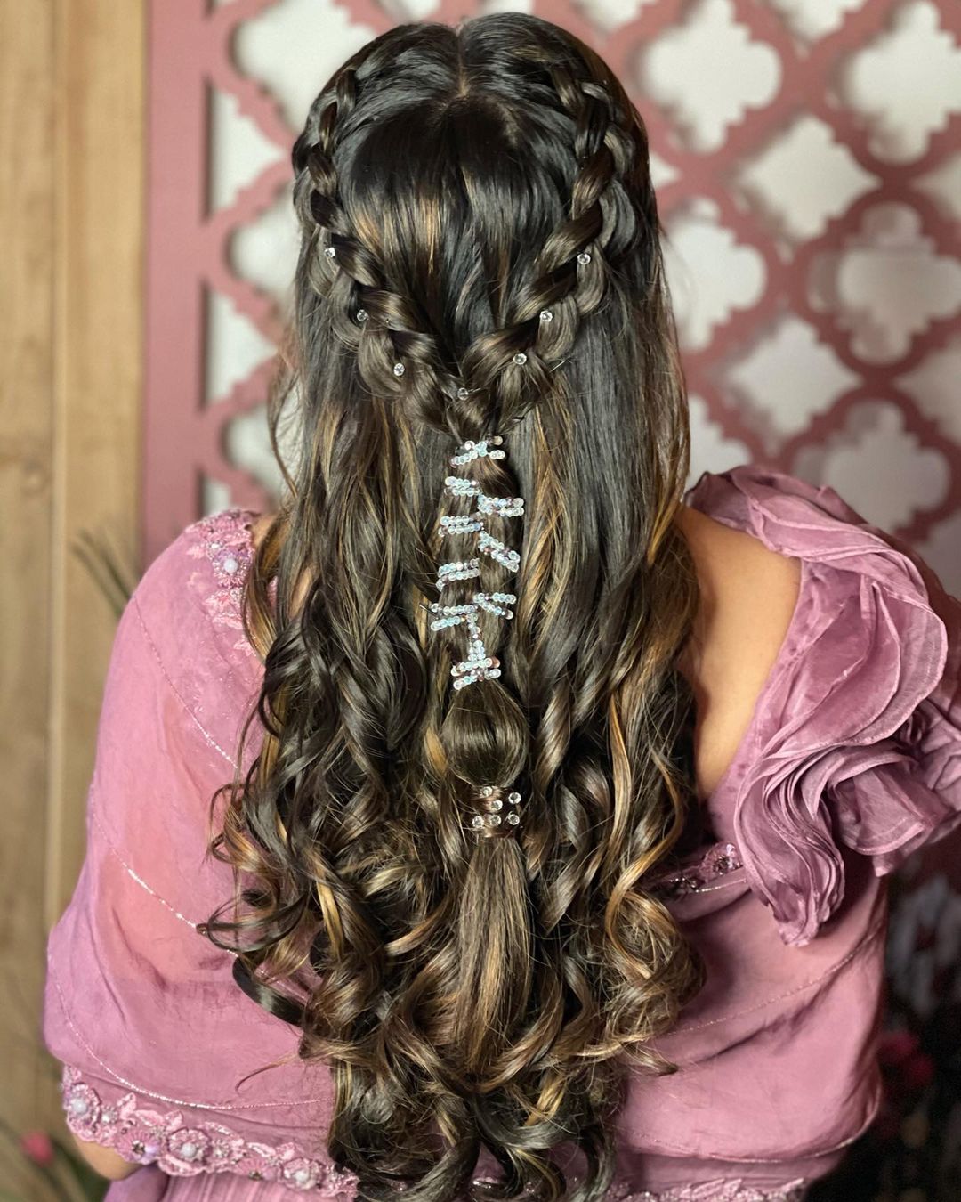 quirky braided hairstyle for engagement in lehenga 3