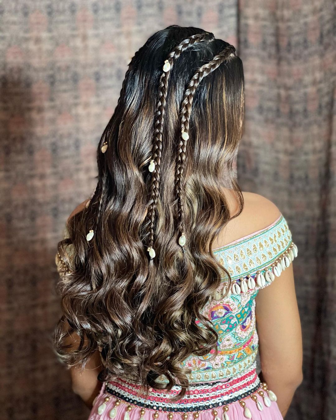 quirky braided hairstyle for engagement in lehenga 4
