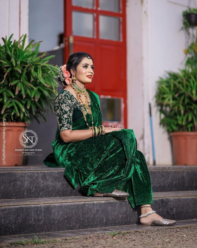 Nauvari Maharashtrian Bridal look Makeup hairstyle saree draping  @urmila__tikare.bridalmakeover #makeupartist #wedding… | Instagram