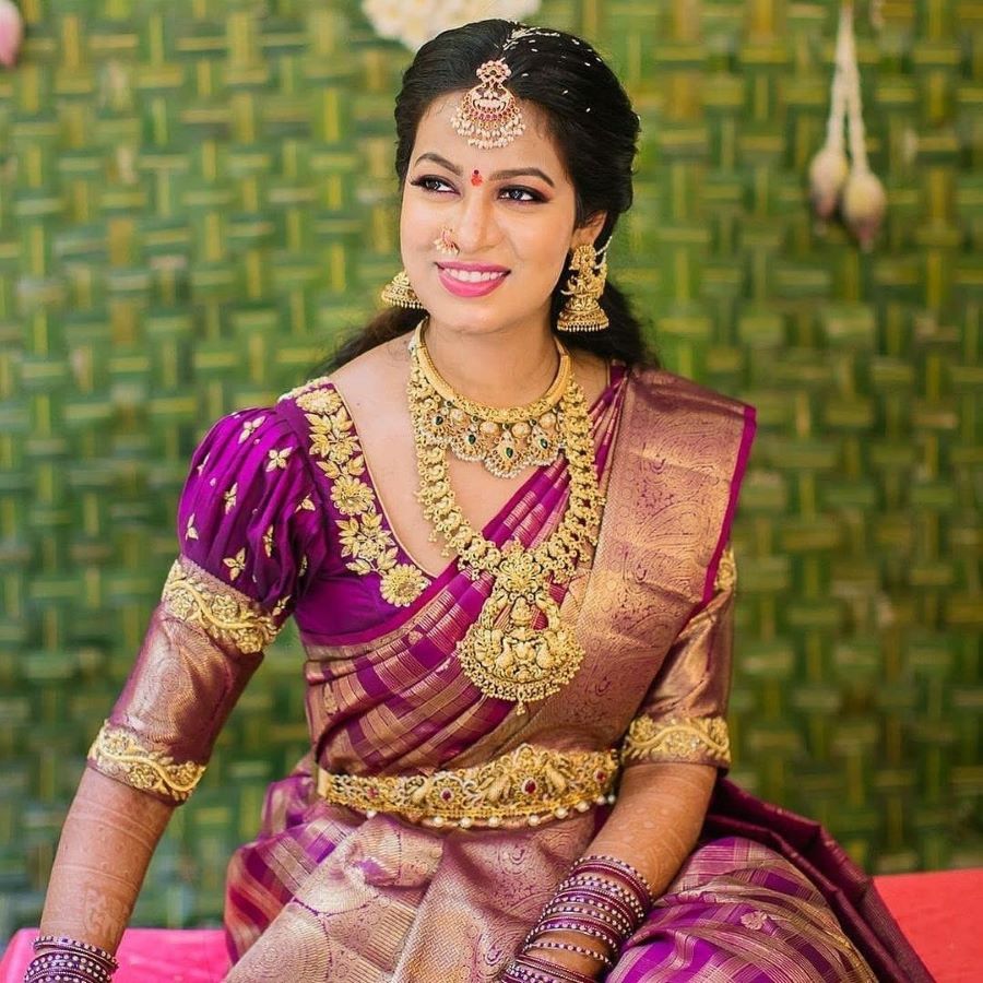 royal purple south indian bridal blouse sleeve designs