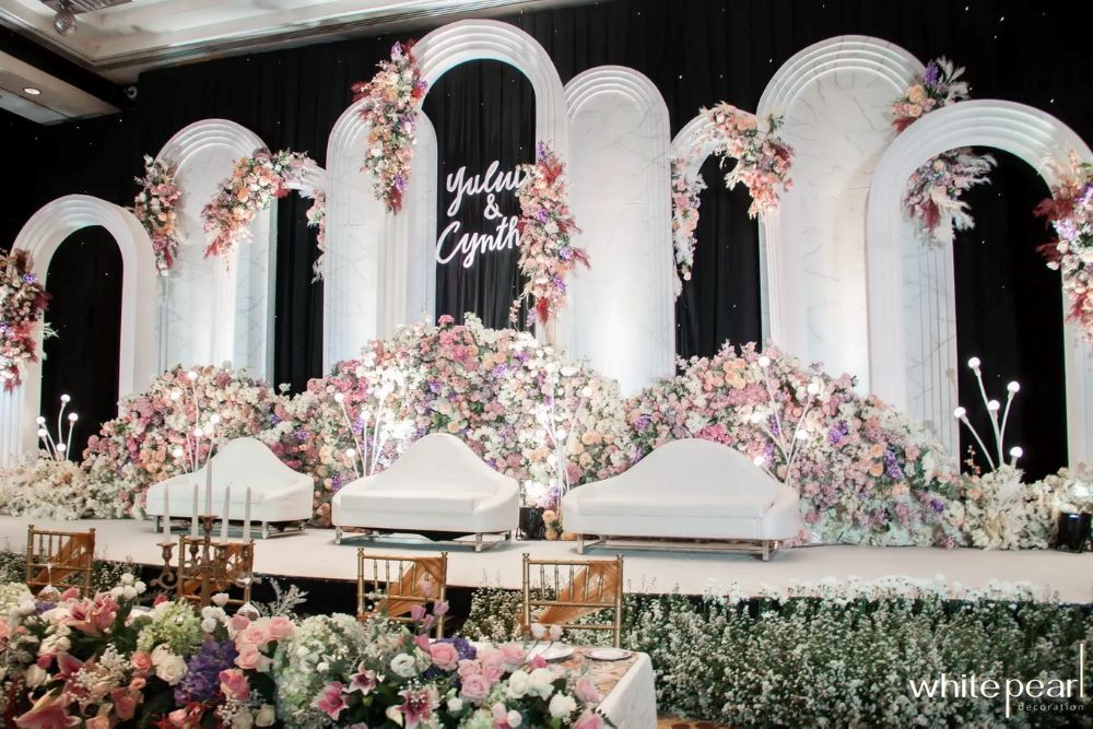 pastel themed stage for wedding or reception
