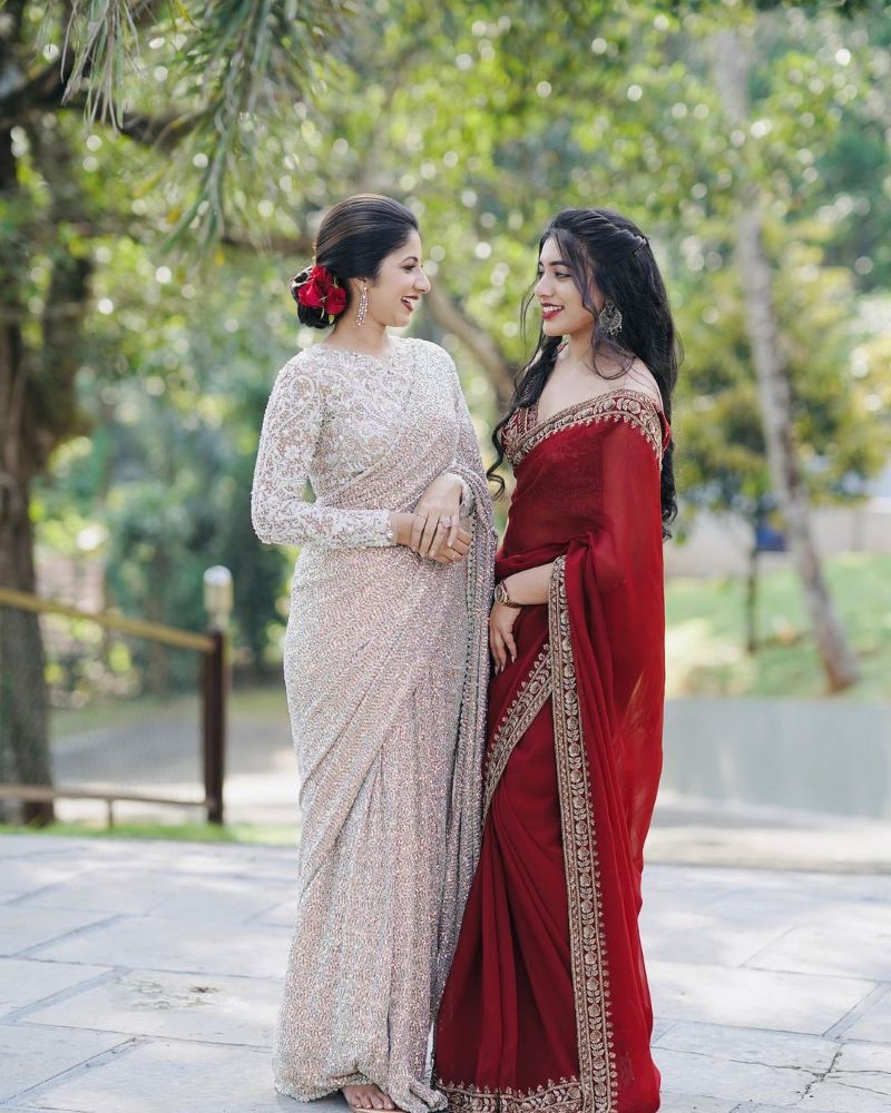 heavily embellished christian wedding sarees